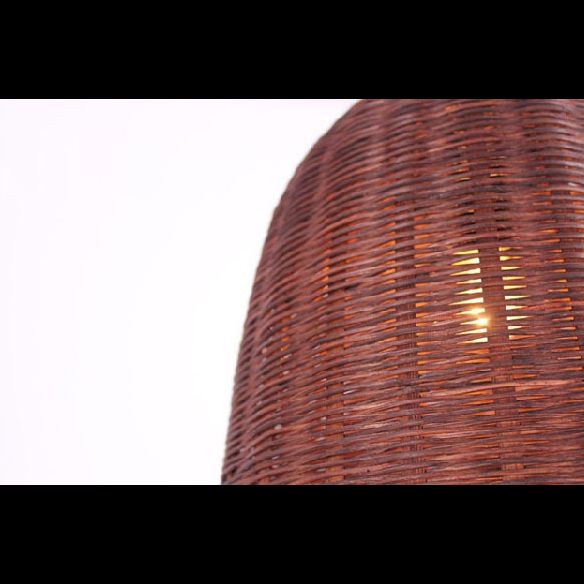 Farmhouse Natural Cloche Bamboo Pendant Lighting 1-Light  Dining Room Hanging Lamp