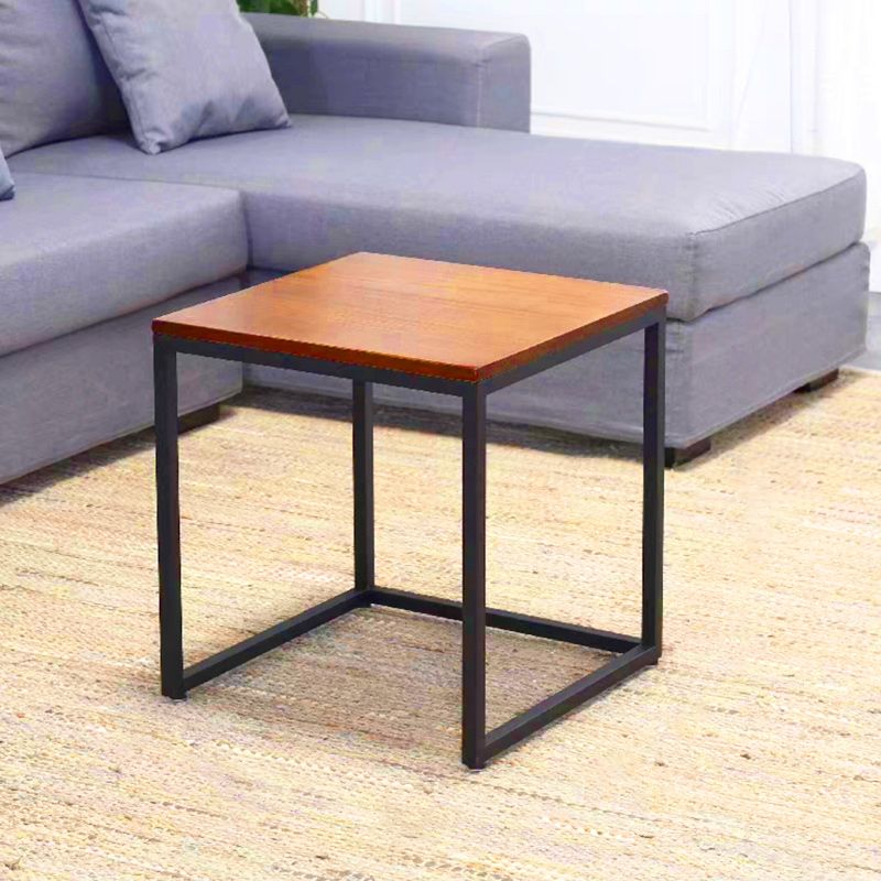 Scandinavian Nesting Coffee Table Set with Solid Wood Top and Iron Base