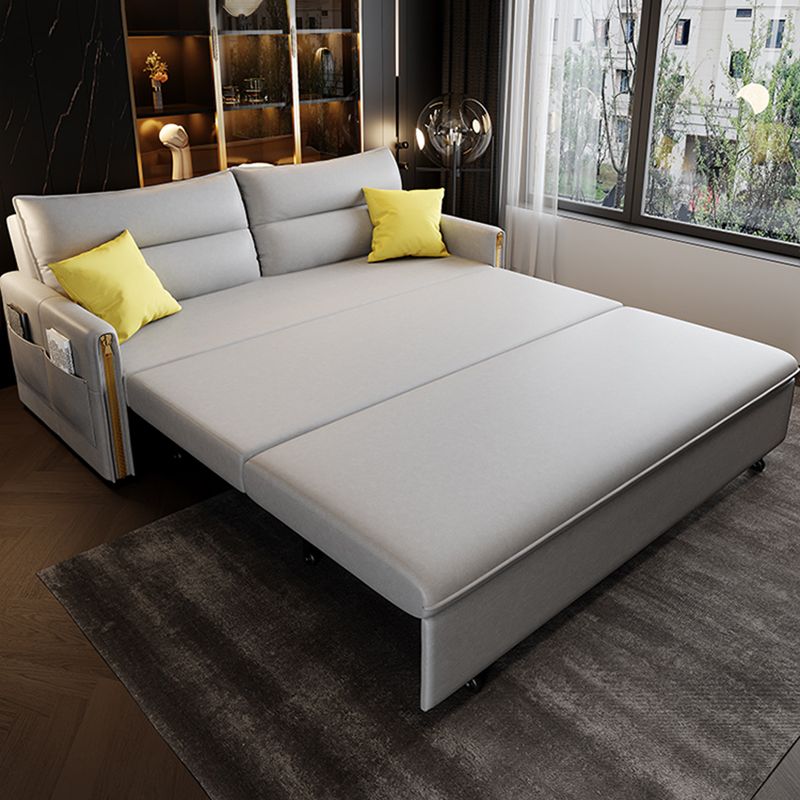 Stain Resistant Faux Leather Contemporary Bed Sofa Couch in Grey