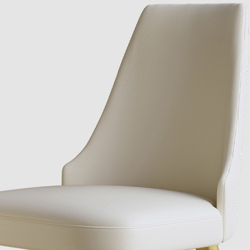 Scandinavian Armless Solid Back Chair for Home Leather Dining Side Chair