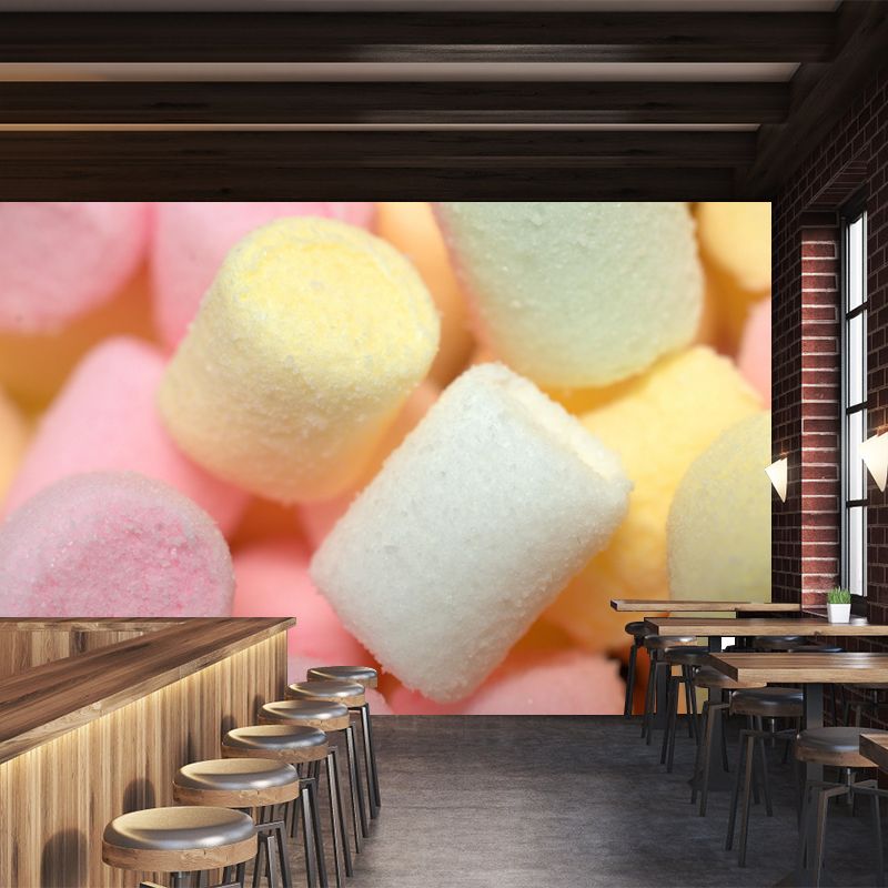 Modern Mural Dessert with Marshmallow Wall Decor Environment Friendly for Dessert Shop