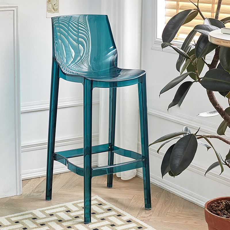 Contemporary Acrylic Backrest Counter High Stool with 4 Legs