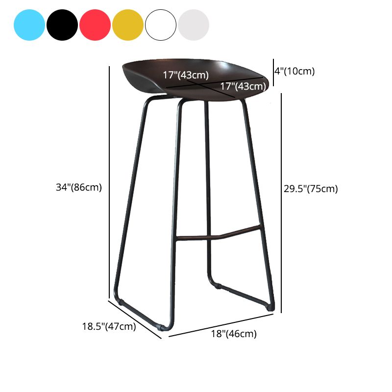 Modern Armless Backrest Counter Stool Iron Bar Stool with Plastic Seat