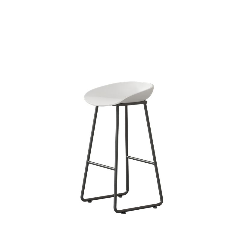 Modern Armless Backrest Counter Stool Iron Kitchen Bar Stool with Plastic Seat
