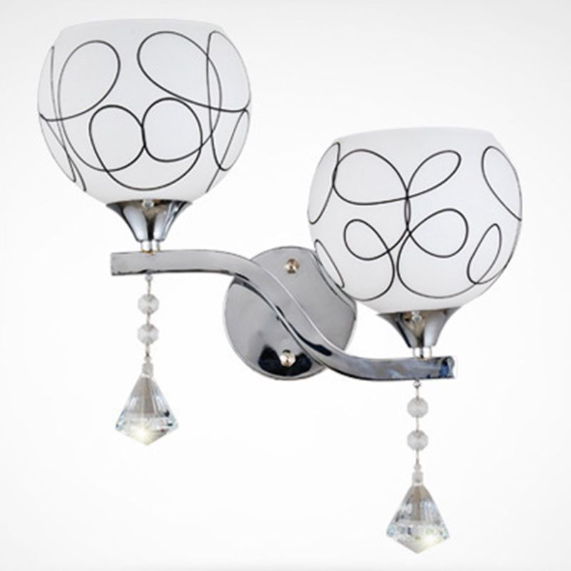 Noordse postmodern ronde 1 hoofd glazen materiaal led witte wandlamp