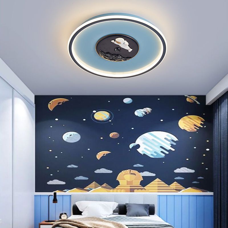 Children Room Flush-mount Lamp Creative Cartoon LED Ceiling Lamp in Blue