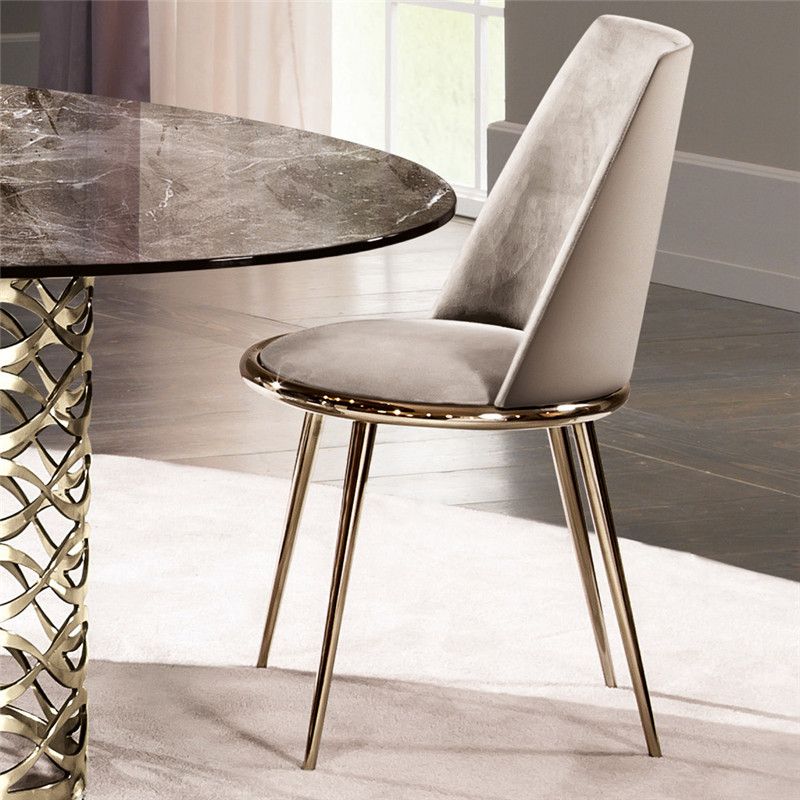 Silla sin brazos de comedor de metal Glam, silla lateral de comedor tapizada para uso doméstico