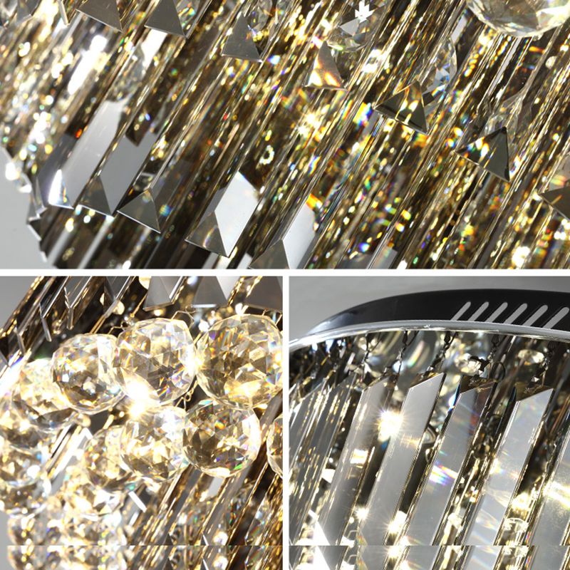 Smoke Gray Layered Flush-Mount Light Modern Style Crystal LED Plafond Light Fixture voor Slaapkamer, 19.5 "/23.5" Wide