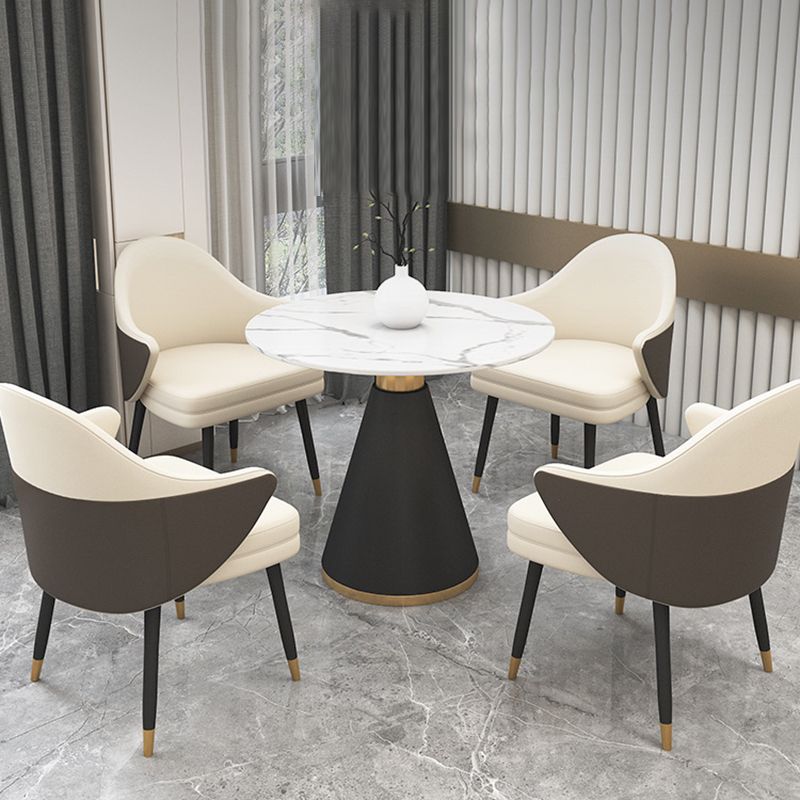 Modern Stone Dining Set 1/2/5 Pieces Round Dining Table Set with Padded Chairs
