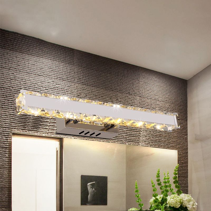 11,5 "/16,5" Rectangle Vanité Mirror Lumière Modern Style Crystal Crystal LED White Wall Light Sconce pour salle de bain