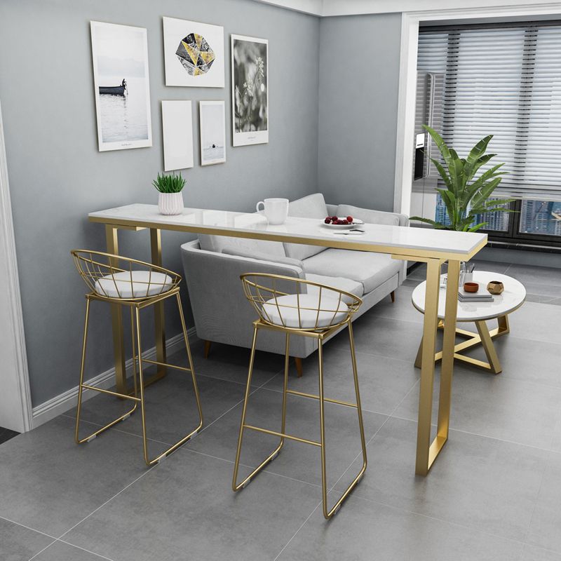 White and Black Glam Style Table Marble and Metal Coffee Shop Bar Table