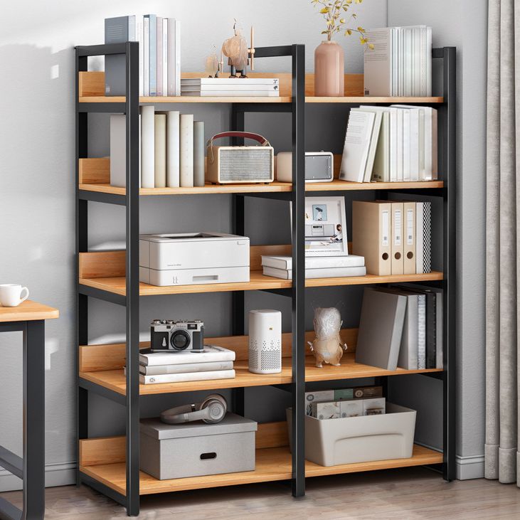 Open Metal Wooden Bookcase Modern Home Living Room Bookshelf