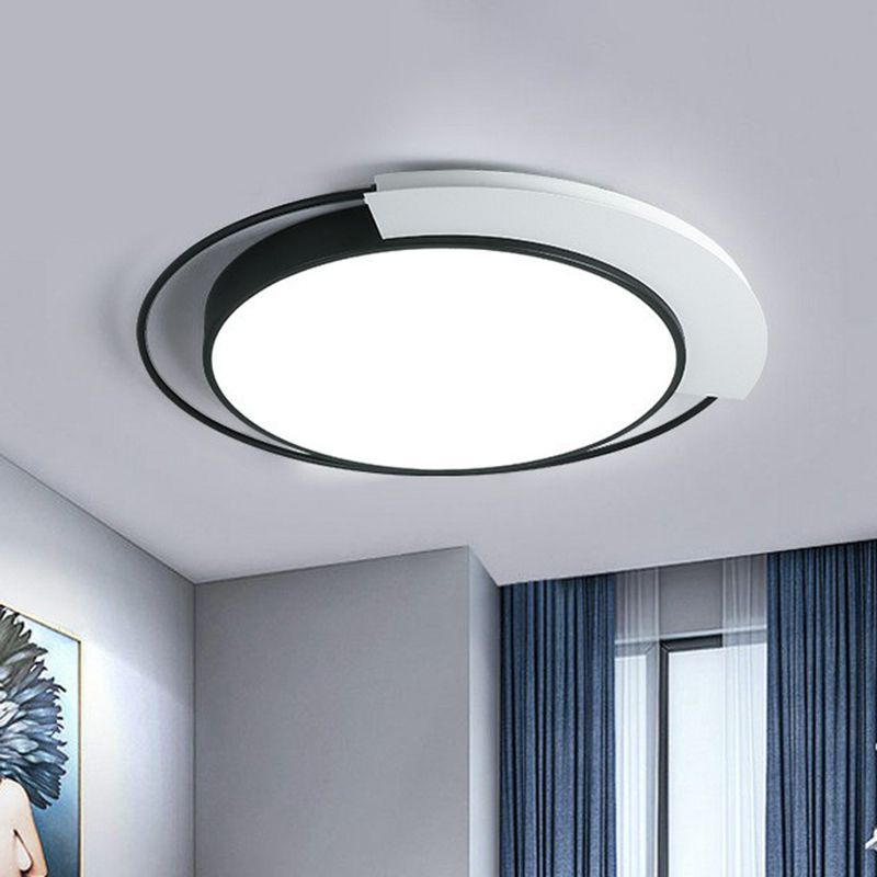 Iluminación circular nórdica empotrada, accesorio acrílico de montaje empotrado LED para sala de estar, en blanco y negro