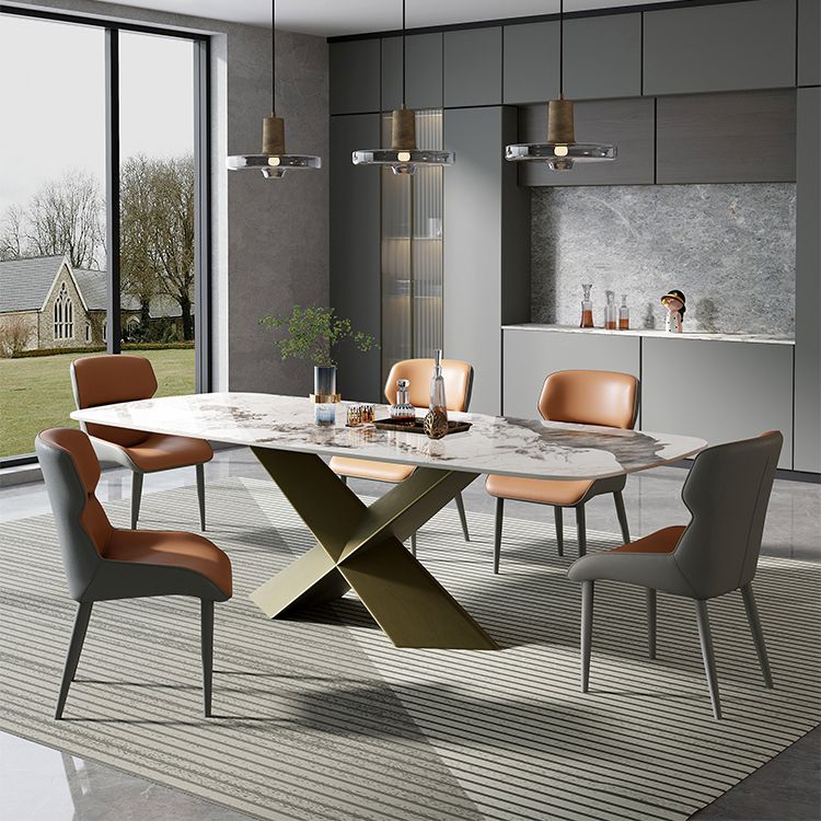 Nordic Glam Sintered Stone Dining Rectangle Table Set 1/3/4/5/6/7 Pieces Dining Set