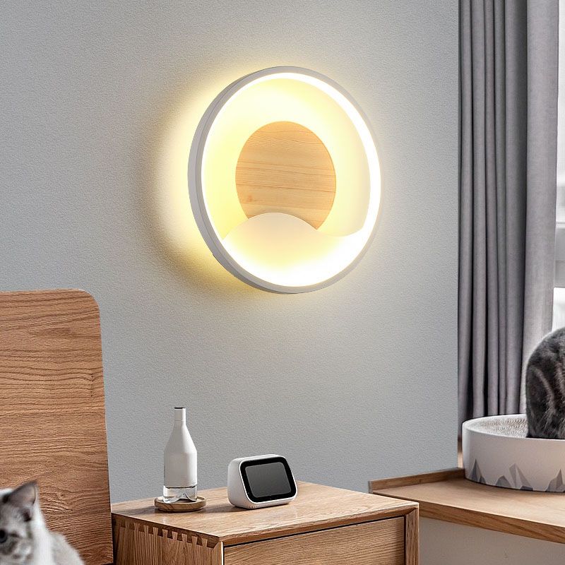 Aluminium afgeronde schaduw Wandlicht Moderne 1-licht LED-wand sconce voor slaapkamer
