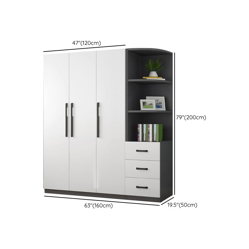 Engineered Wood Wardrobe Cabinet Modern Style Wardrobe Closet with Shelves