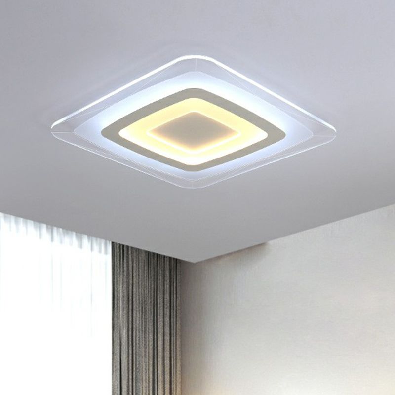 Rechteckig flushmount Deckenlampe minimalistisch Acryl Wohnzimmer ultradünne LED Flush Licht in Weiß