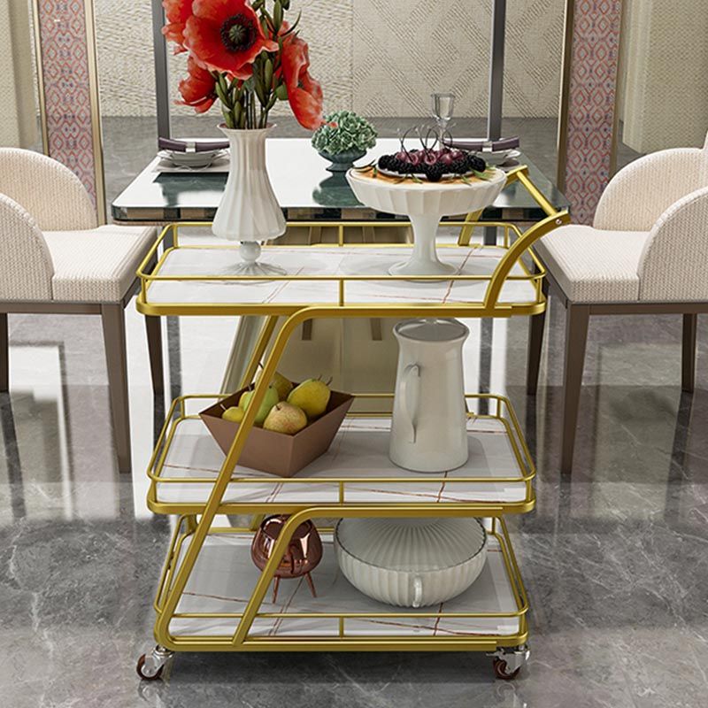 Contemporary Metal Prep Table 35.43"H Rolling Prep Table for Dining Room