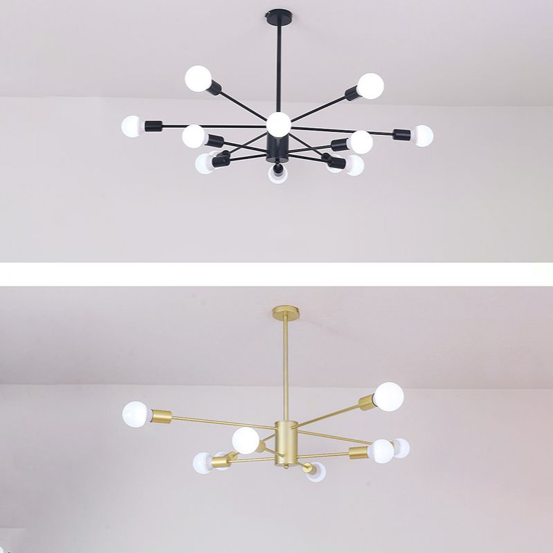 Modern Metal Bare Bulb Chandelier Light Fixtures Cafe Restaurant Hanging Chandelier