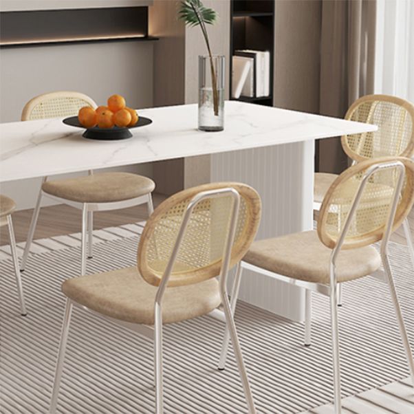 Modern Dinette Set 1/2/5/7 Pcs Rectangle Table and Solid Wood Base Dining Set with Chairs