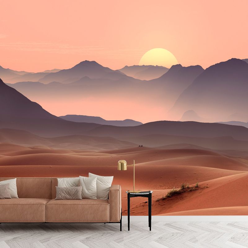 Modern Desert Landscapes Mural Mildew Resistant Wallpaper for Reading Room