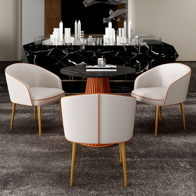 1/3/4/5 Pcs Metal Modern Dining Room Set with Round Table and Metal Base Dining Set