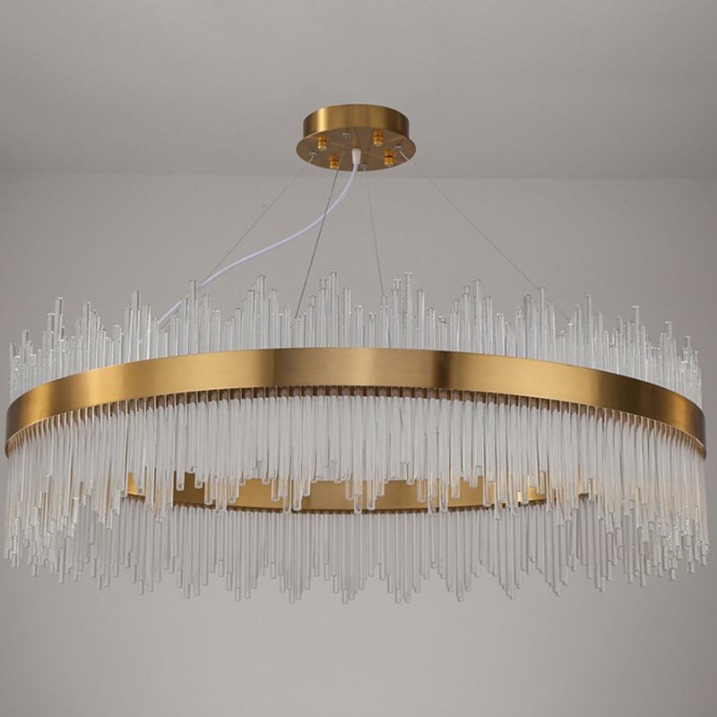 Modern Luxury LED Hanging Light Metal Linear Chandelier for Living Room