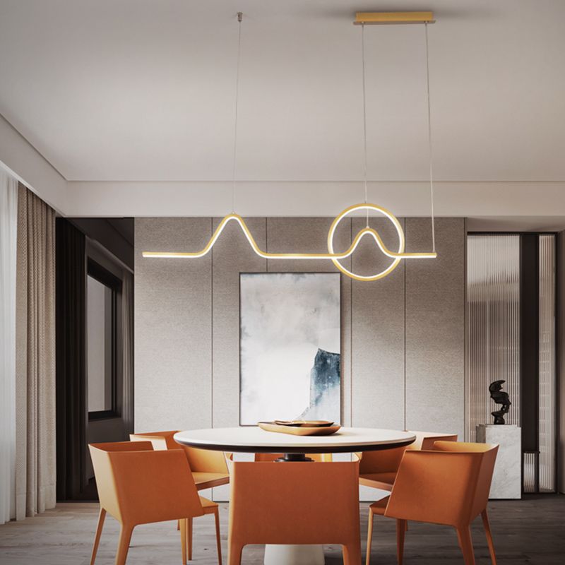 Linear Shape Island Pendants Contemporary Metal 2 Light Pendant Lighting Fixtures