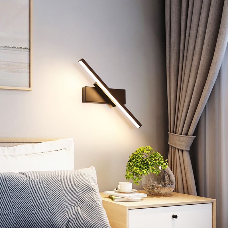 Modern Metal Wall Light Straight Rotatable 12" Wide Wall Sconce for Bedroom