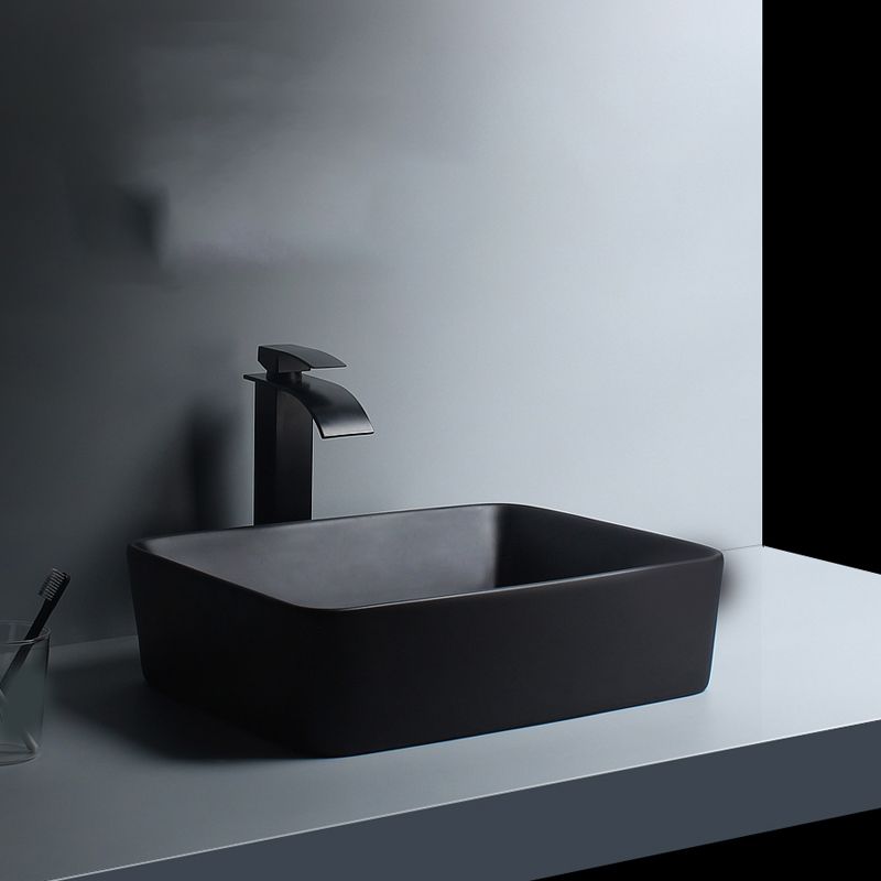 Modern Vessel Lavatory Sink Porcelain with Faucet and Basin Bathroom Sink
