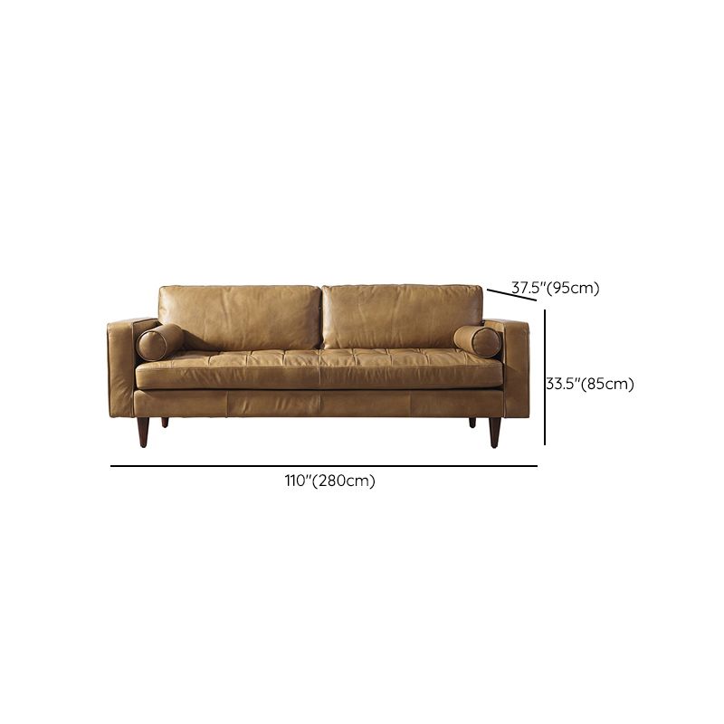 Contemporary Stain Resistant Leather Sofa Square Arm Loveseat for Living Room