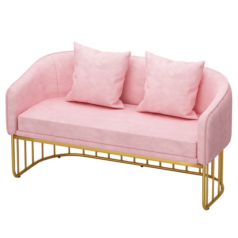Scandinavian 29.52" H Pillow Back Sofa Solid Color Slope Arm Sofa