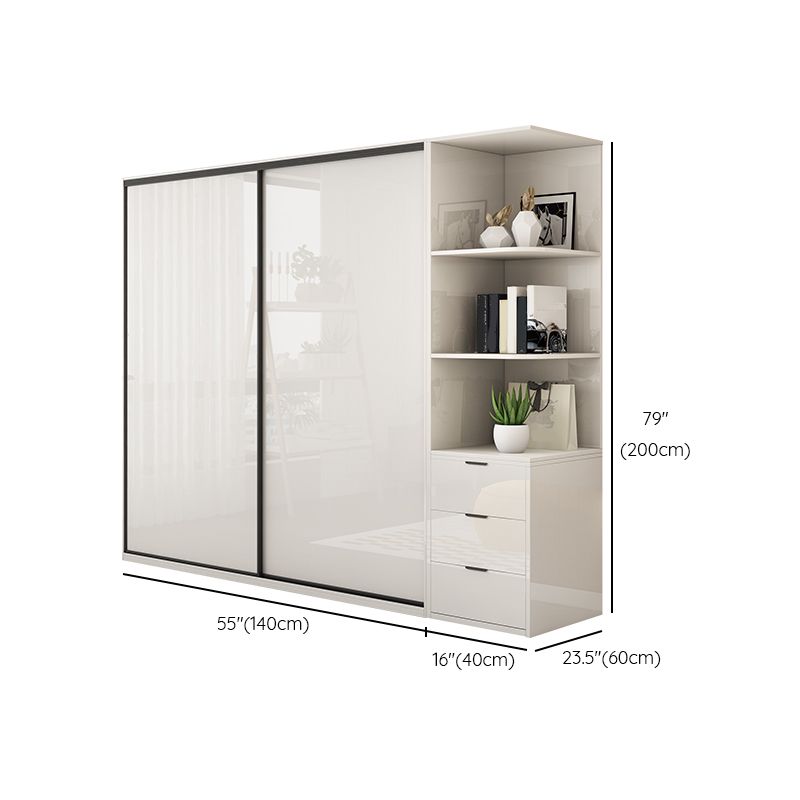 Modern Artificial Wood Wardrobe Armoire Freestanding Wardrobe in White