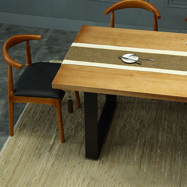 Indoor Industrial Dinette Set 1/2/5/7 Pieces Solid Wood and Metal Table Set