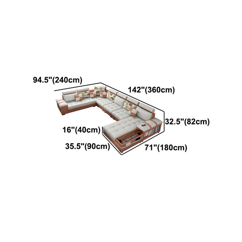 Contemporary Cotton Blend and Faux Leather Furniture Sectionals