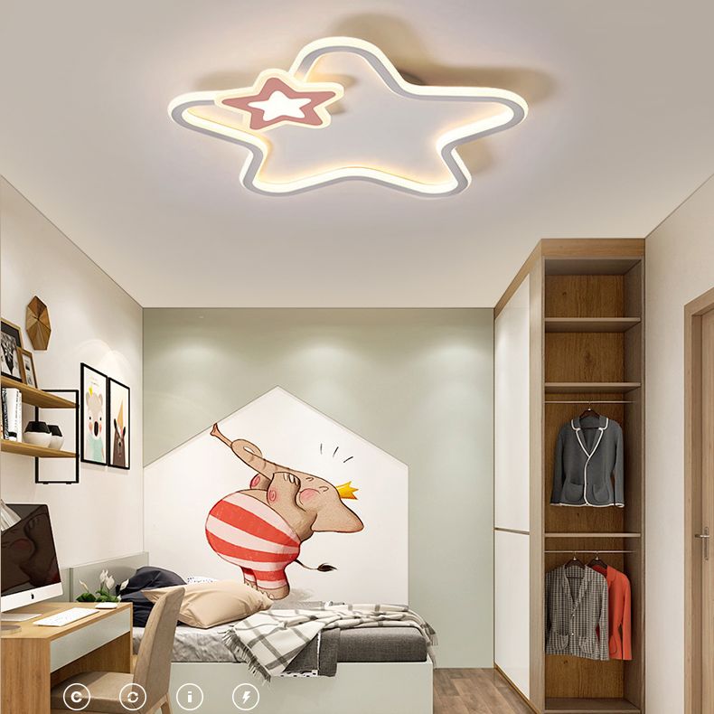 Kids Flush Mount Light Metal LED Pentagon Ceiling Mount Light Fixture for Bedroom