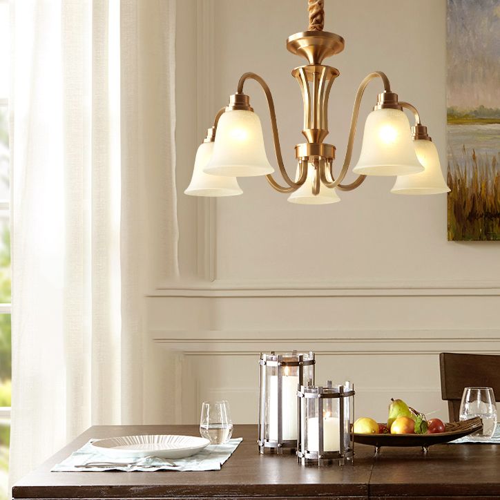 Bell Shape Pendant Lights Modern Glass Pendant Chandelier in Gold Finish