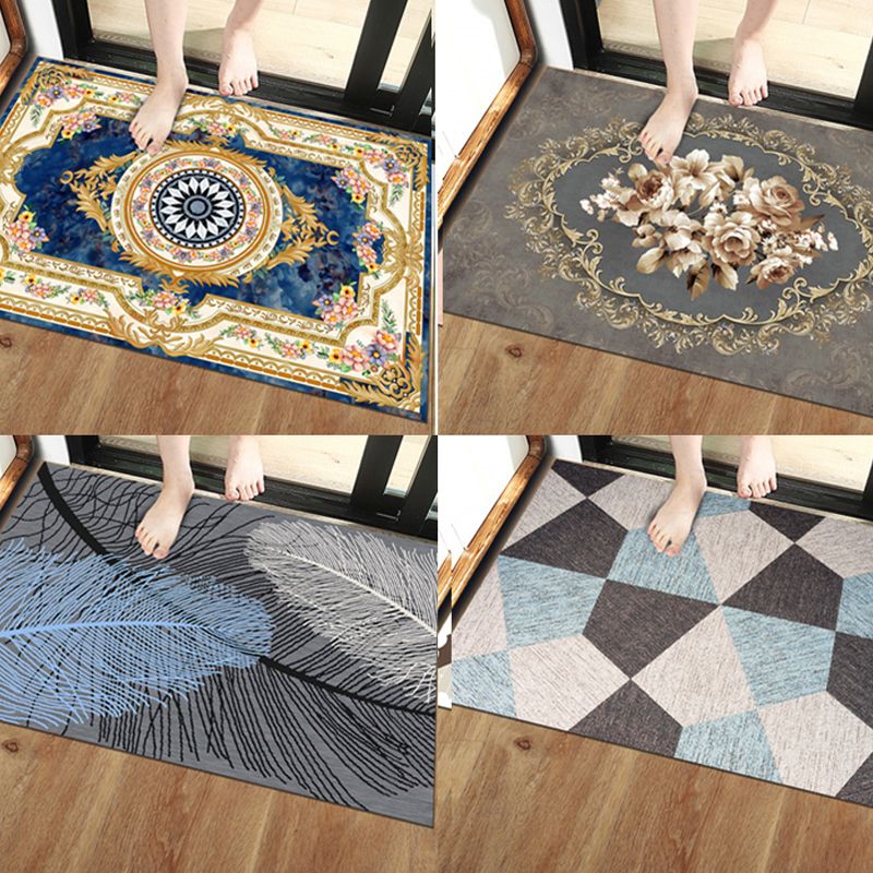 Unique Scandinavian Indoor Rug Multi Colored Geometry Carpet Non-Slip Pet Friendly Washable Rug for Door