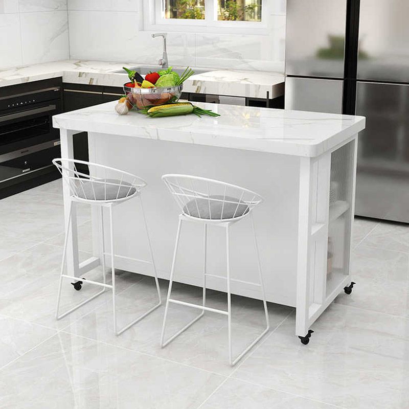 Modern Prep Table Rectangular Rolling Dining Room Kitchen Trolley