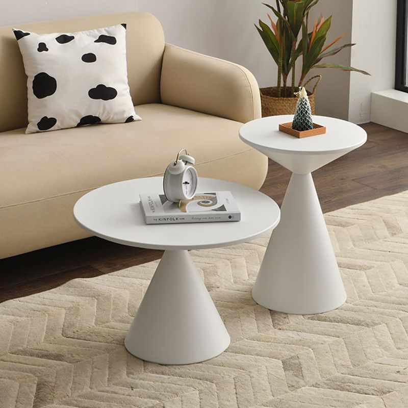 Contemporary Corner Table Round Pedestal Solid Wood Accent Side Table