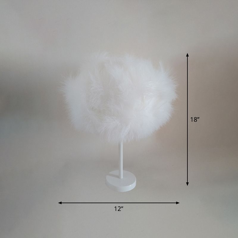 White Candy Floss Night Lamp Novelty Minimalist 1 Head Feather Table Stand Light
