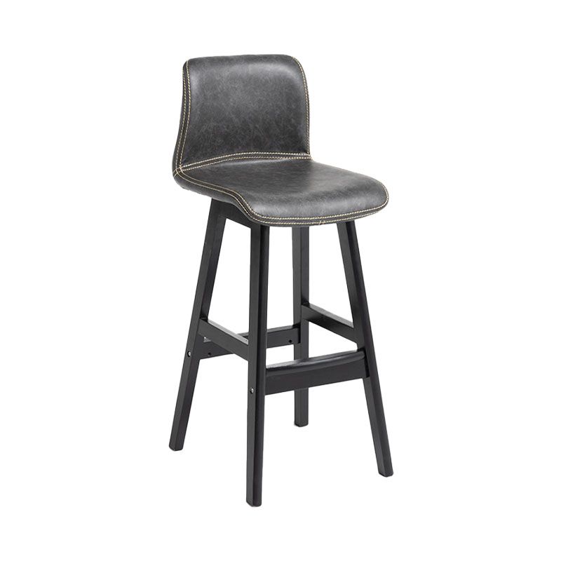 Scandinavian Rubberwood Home Stool Matte Finish Leather Barstool