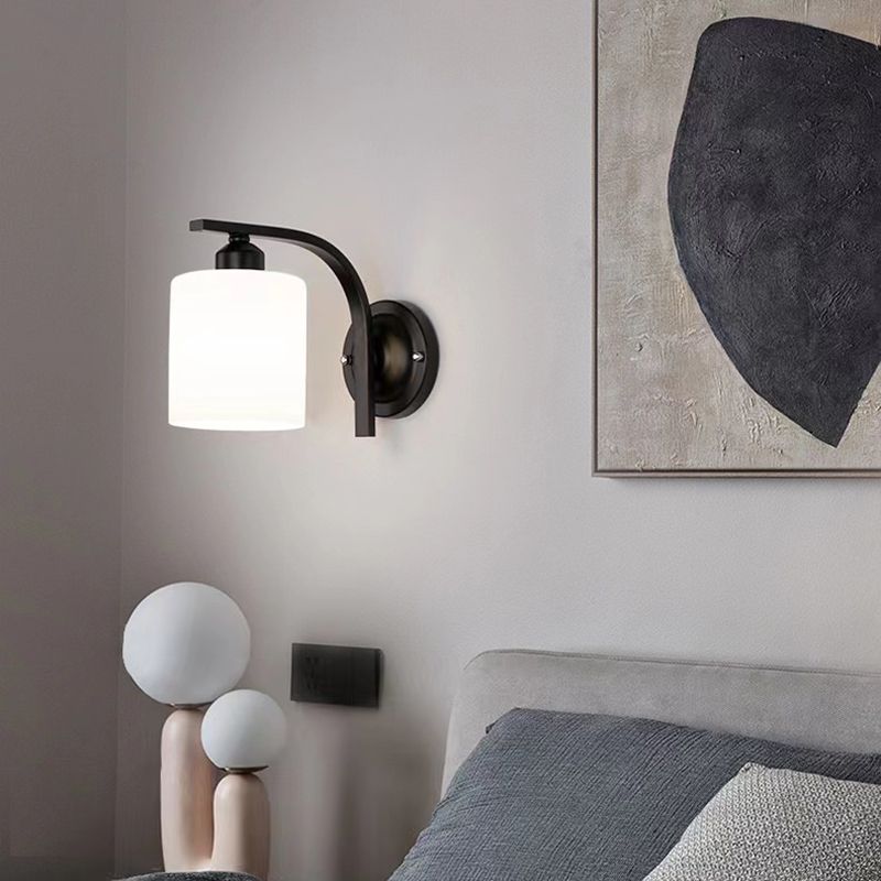 Contemporary Vanity Lamp Cylinder Glass Wall Light Fixture for Bathroom