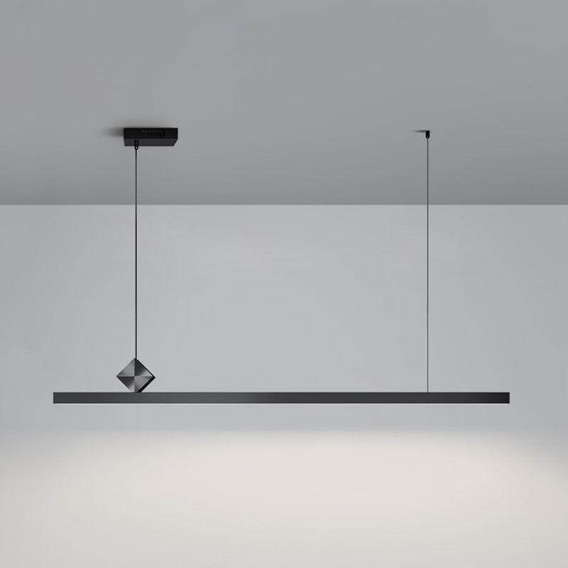 Modern Aluminum Island Light Straight Black Island Pendant for Dining Room