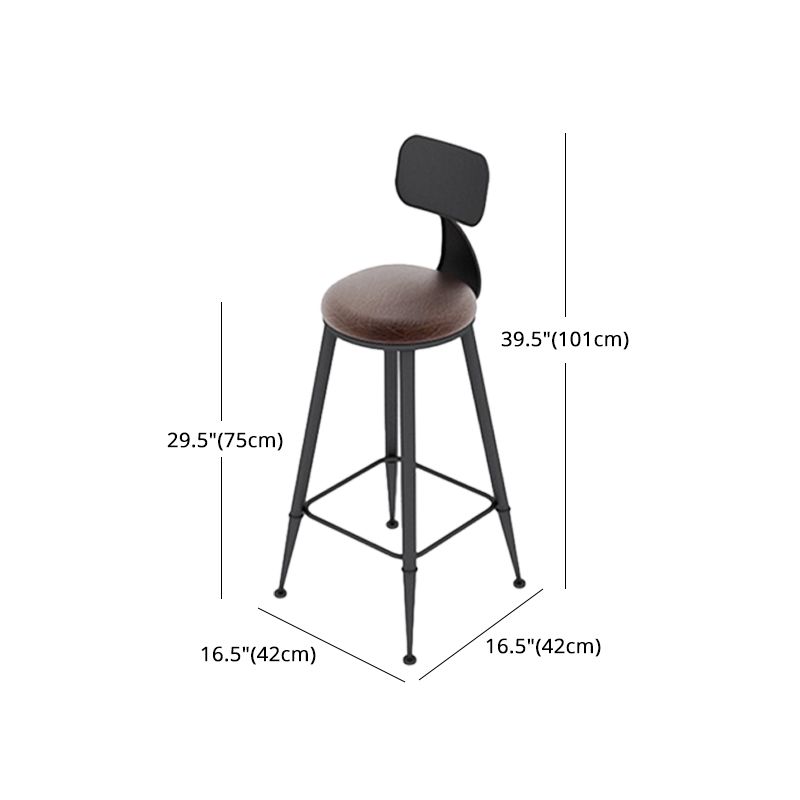 Taburete de bar industrial envejecido Bristol Taburete de bar de cuero con cojín