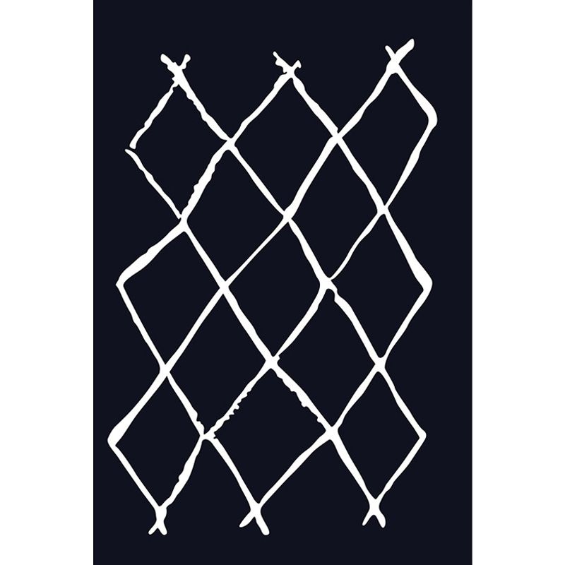 Moroccan Rhombus Pattern Rug Black and White Polyester Rug Washable Pet Friendly Non-Slip Area Rug for Living Room
