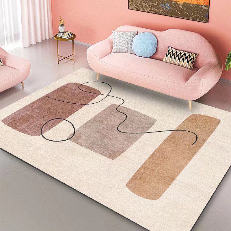 Nordic Indoor Rug Polyester Area Rug Medium Living Room Rug with Non-Slip Backing