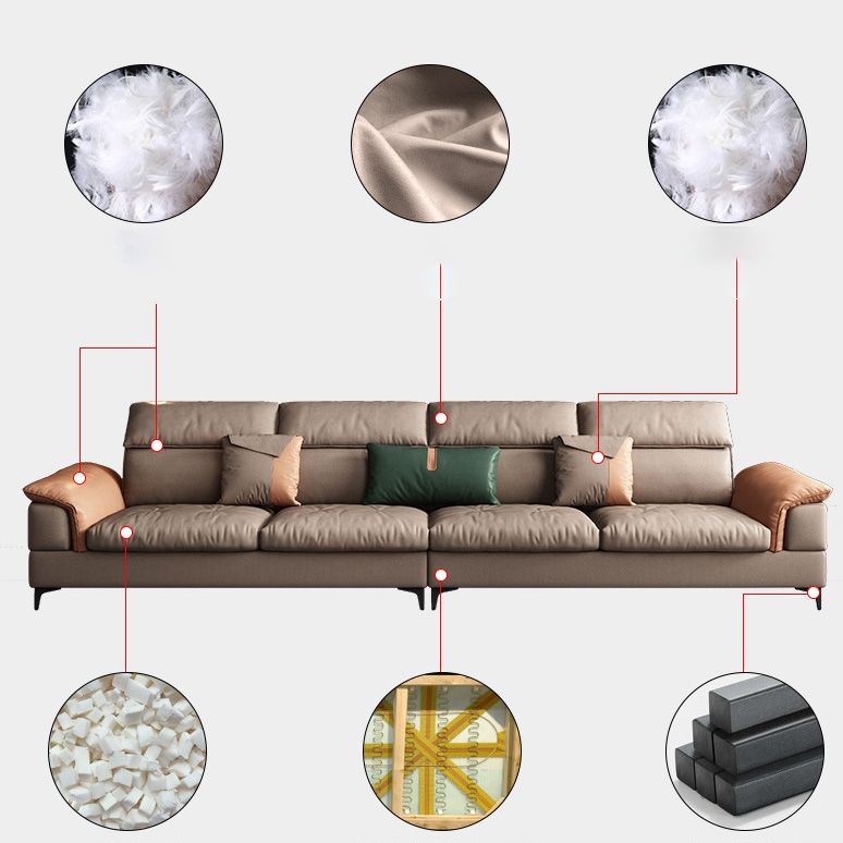 35"H Mid-Century Modern Sectional Sofa Leather Sleeper Sectional