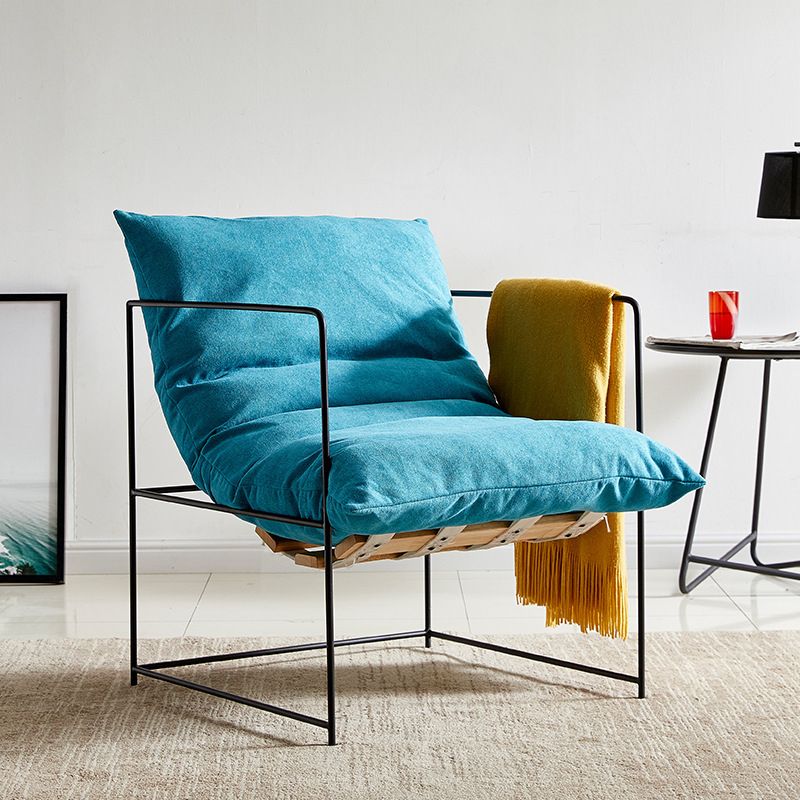 Industrial Style 26.77 " Wide Cotton Blend Sponge Metal Square Arm Chair