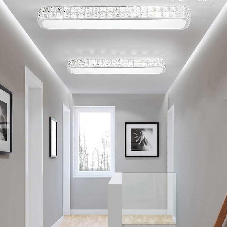 Lampe encastrée oblongue en cristal simplicité LED luminaire de plafond pour couloir